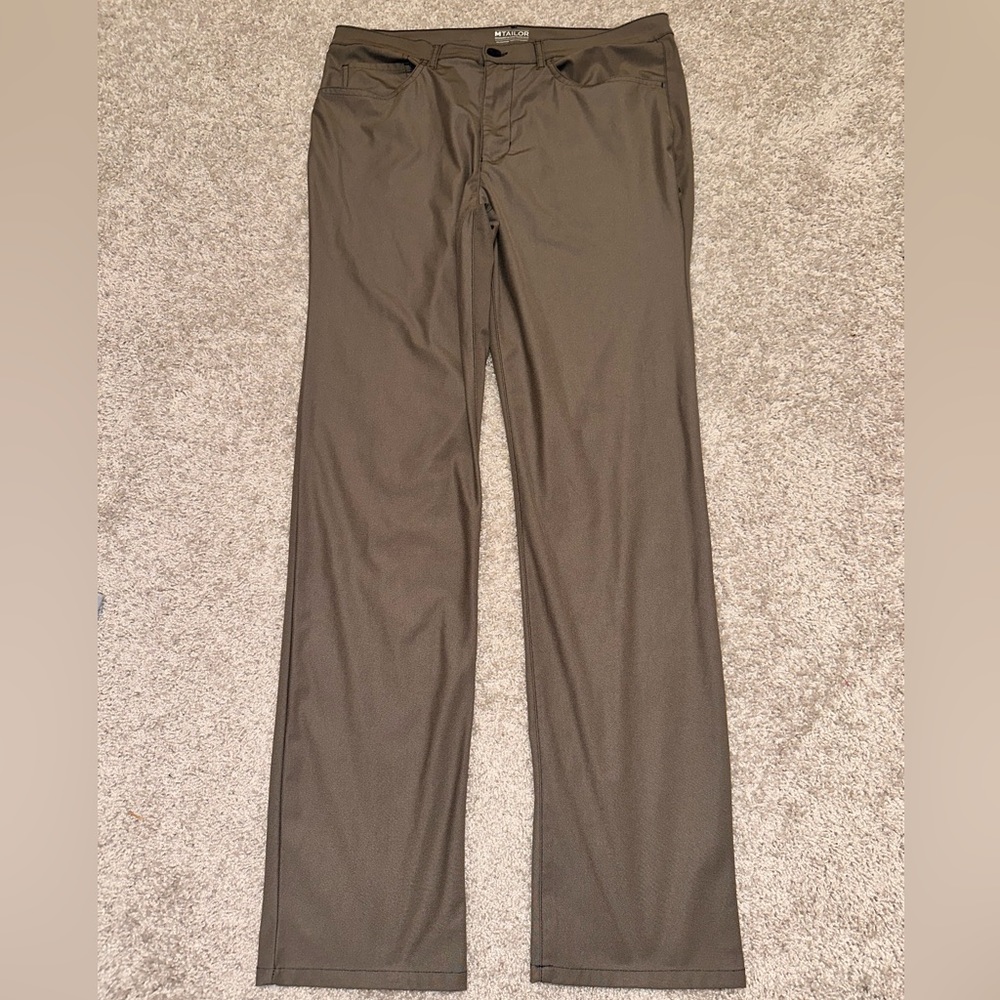 Mens MTailor Gray Polyester Flat Front Straight Pants 36 x 32
